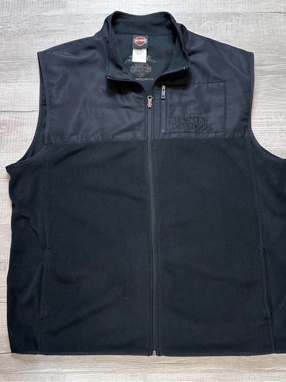 Harley-Davidson Black Men's Fleece Zip Up Riding Vest: Size XL